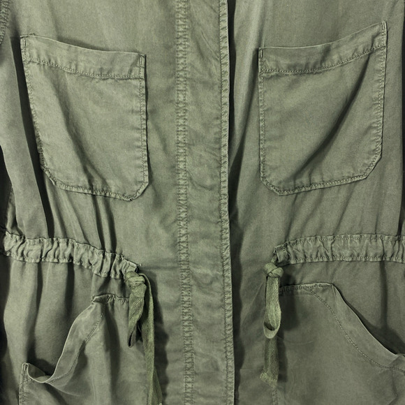 Sanctuary Jacket Womens Small Military Green Drawstring Waist Pockets Snap Up - Picture 4 of 11